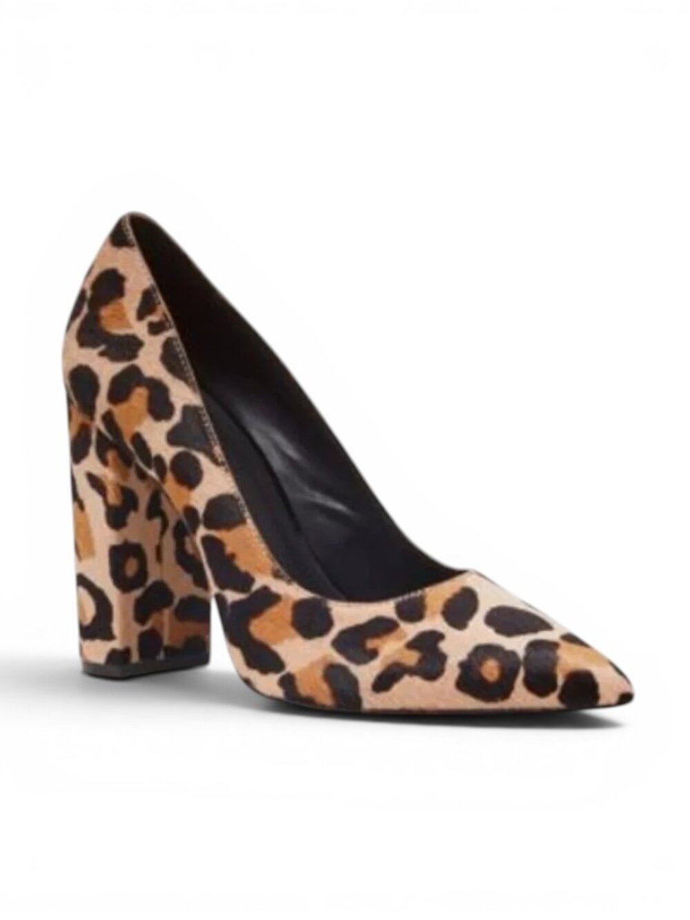 Pour La Victoire Celina Leopard Print Calf Hair Block Heel Pumps Women's 5.5